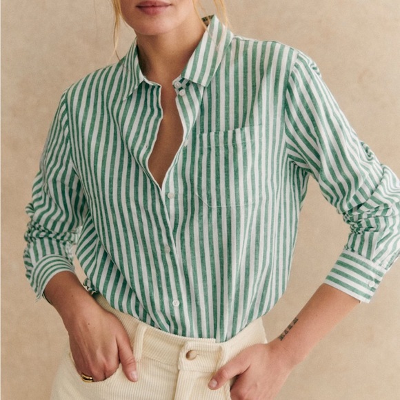 Sézane Tomboy Shirt in Green - Picture 2 of 5